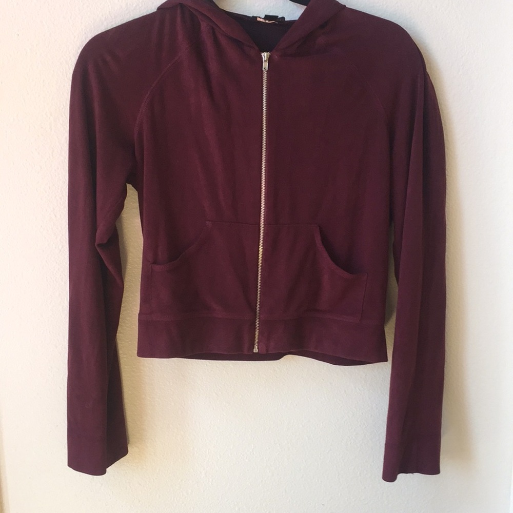 BEBE CROPPED MAROON JACKET